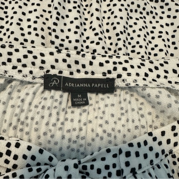 Adrianna Papell Dot Print Halter Neck‎ Sleeveless Tunic Top Black White Size M - Picture 3 of 5